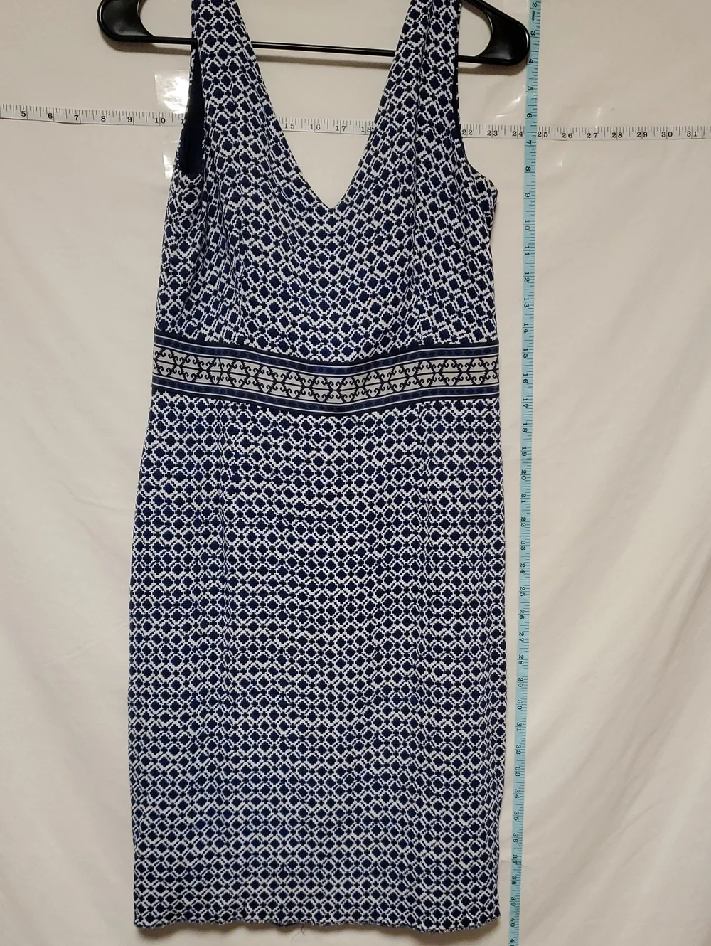 Tory Burch Navy White Geometric Interlocking Trellis Design Dress Sz 6 Luxury
